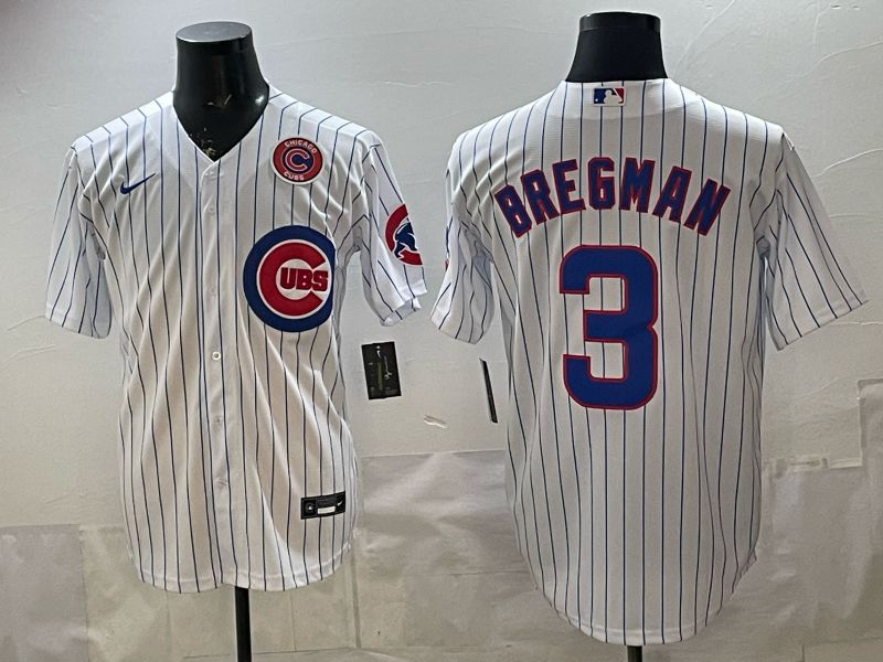 Men 2026 Chicago Cubs #3 Bregman White Stripe Game Nike MLB Jersey style 008